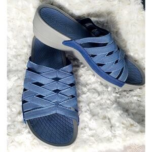 Baretraps Womens Blue Wedge Heel Beverly Sandals Size 9 Travel Comfortable Beach